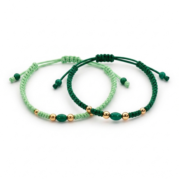 Pulseras macramé verdes