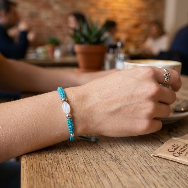 Pulsera magrame turquesa