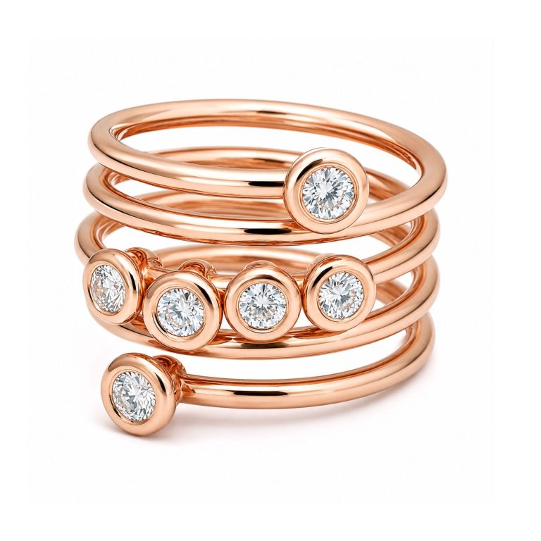 Anillo Volta de oro rosa con diamantes