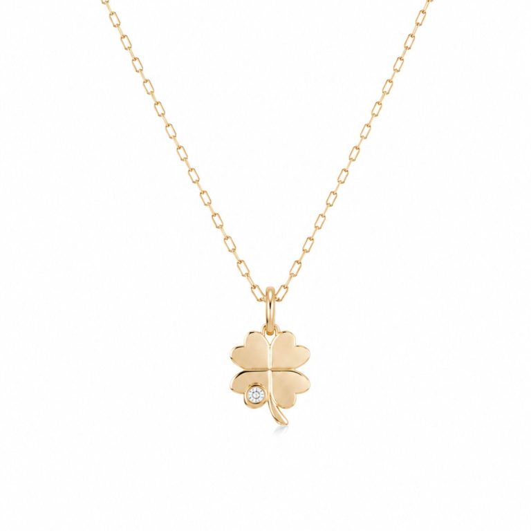 Colgante trébol con diamante