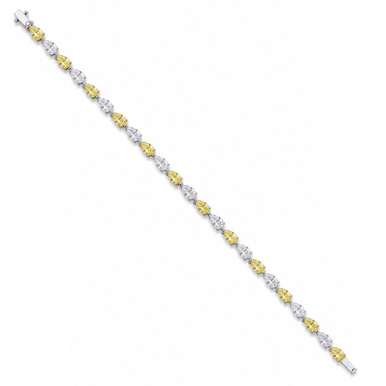 Pulsera de diamantes blancos y fancy
