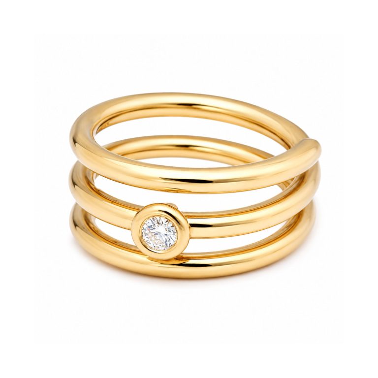 Anillo Volta de oro con un diamante