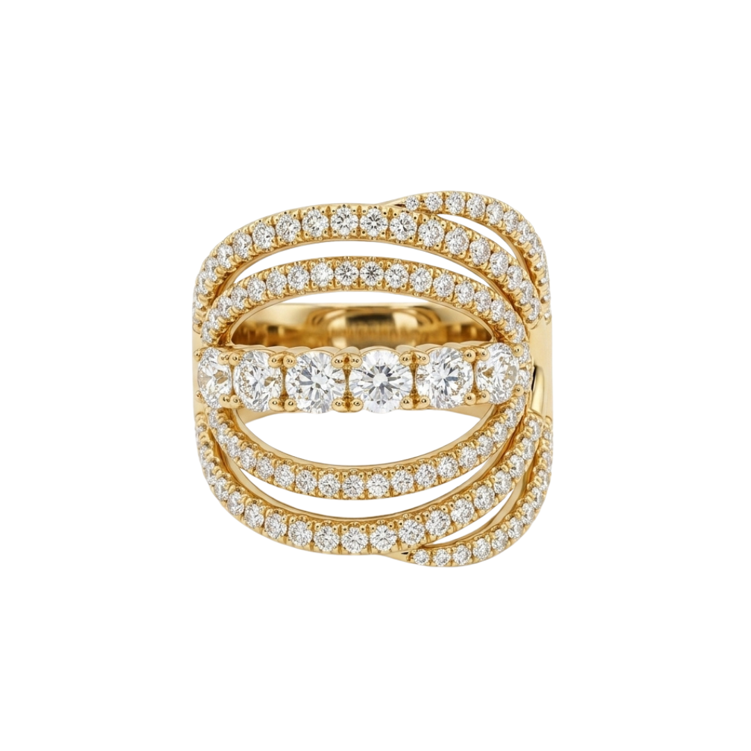 Yellow gold ring with diamonds