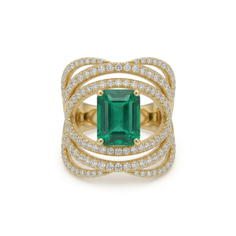 Anillo oro amarillo con esmeralda