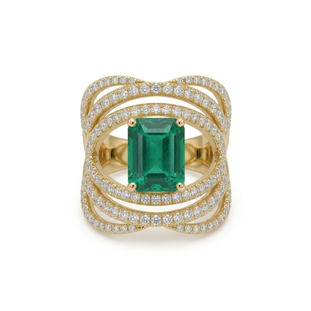 Anillo oro amarillo con esmeralda