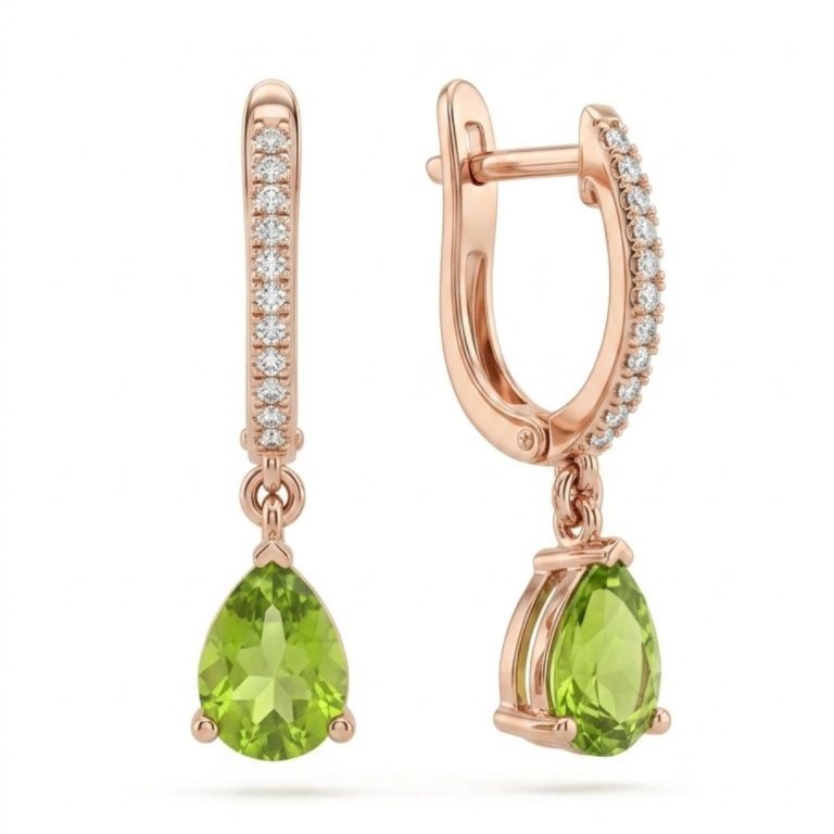 Pendientes de diamantes y peridoto