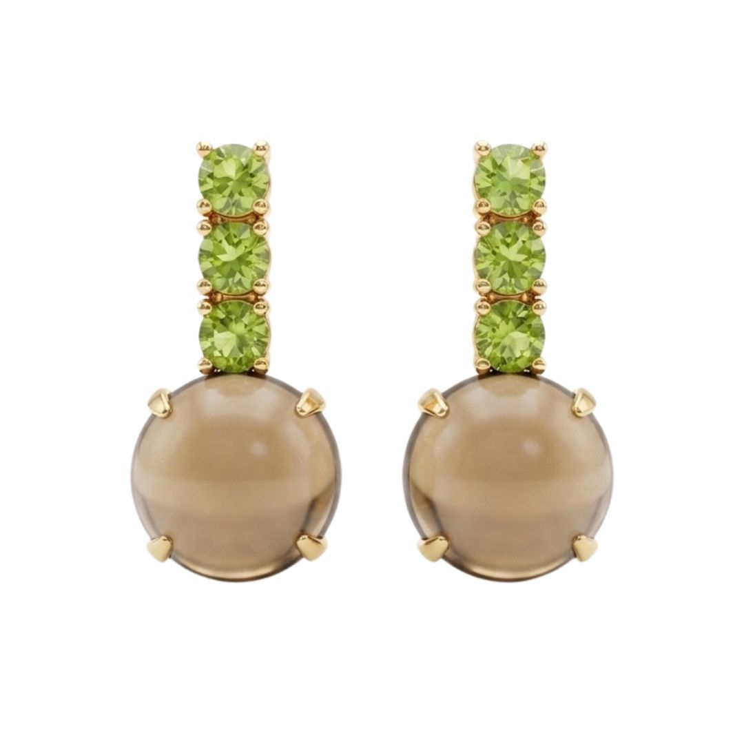 Pendientes de cuarzo lemon y peridoto