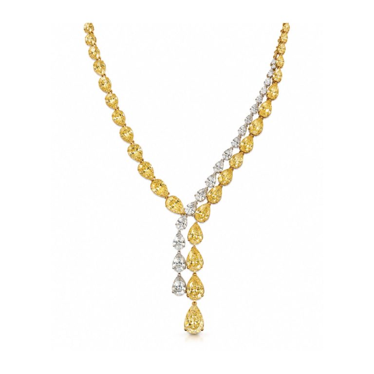 Gargantilla de diamantes fancy y blancos