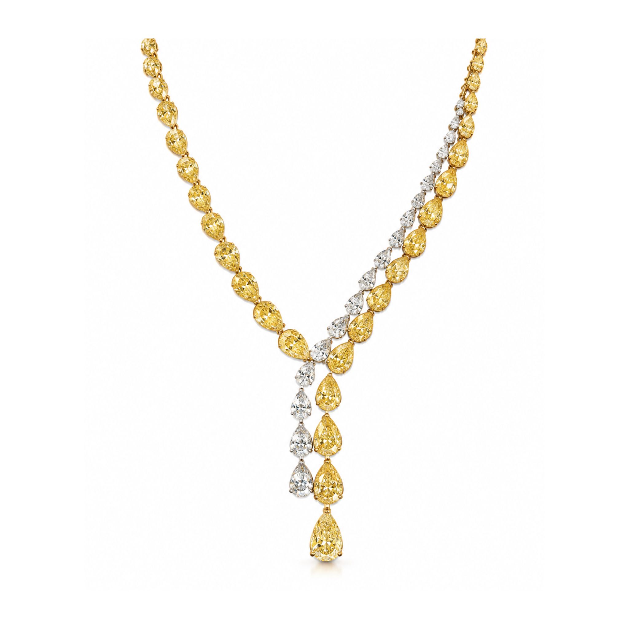 Gargantilla de diamantes fancy y blancos
