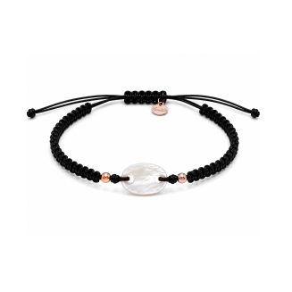 Pulsera macramé y madreperla en oro rosa