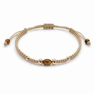 Pulsera macramé Beige Ojo de tigre