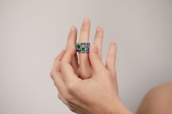 ring with sapphires and emeralds