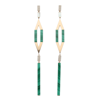 long earrings with malachite