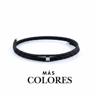Pulsera diamante plata bañada en oro blanco