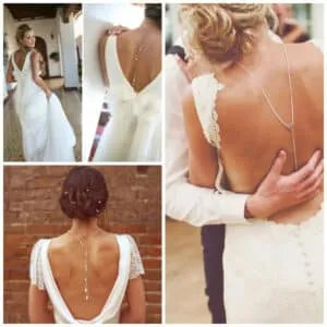 Bride wearing a necklace on her back
