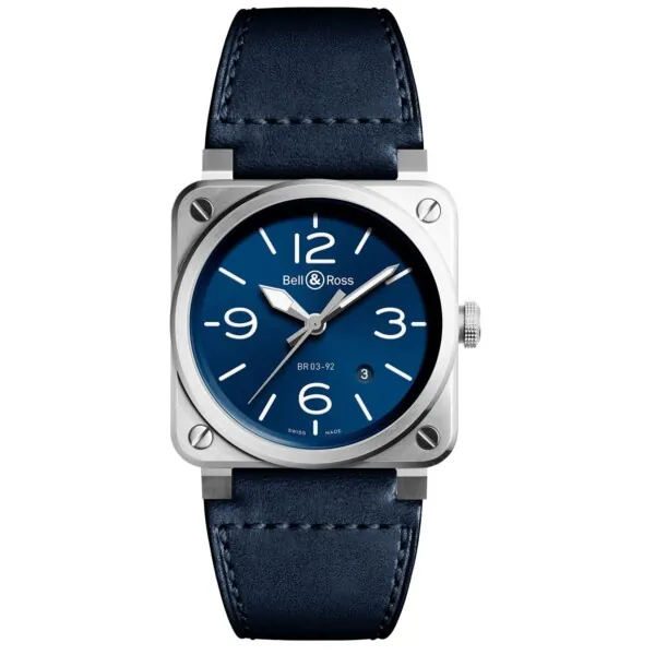 Bell and Ross BR 03 Blue Steel Uhr, eine Automatikuhr mit modernem Zifferblatt