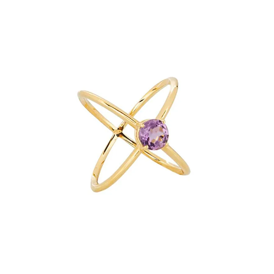 Ring made in 18-carat yellow gold, with a lilac amethyst