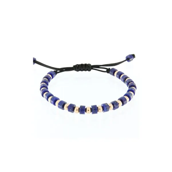 Comfortable nylon bracelet, with gold and lapis lazuli