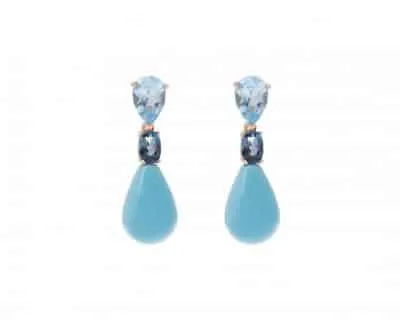 Santorini earrings, with different shades of blue due to its design with topaz and turquoise