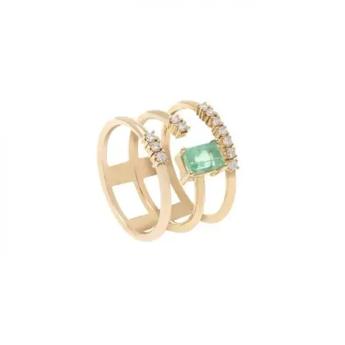 Malawi ring in rose gold, emeralds and diamonds