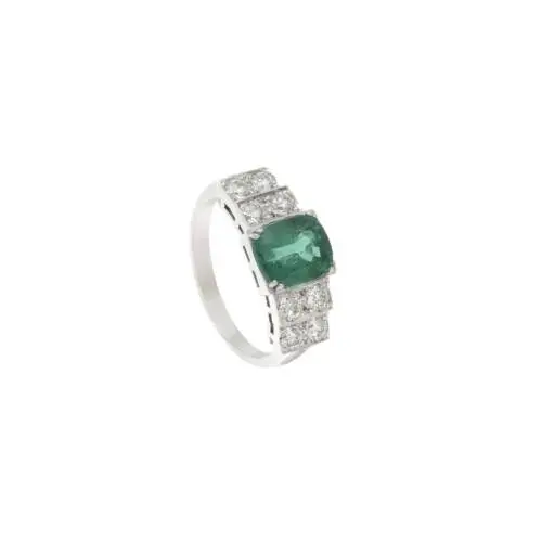 Laura-Ring aus Weißgold, Diamanten und Smaragd