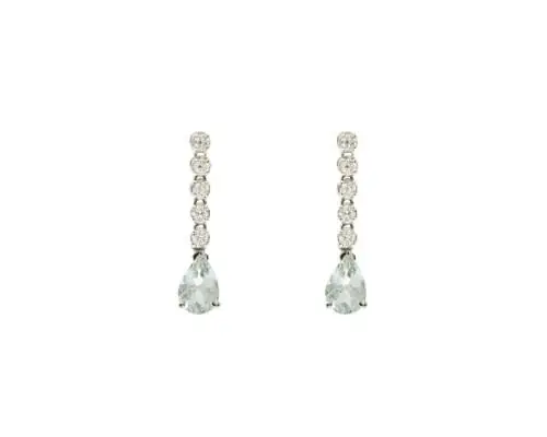 White gold, diamonds and aquamarines Helea earrings