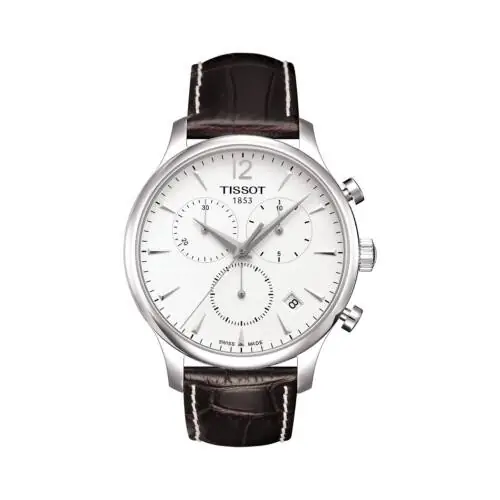 Clock Tissot Tradition chronograph in Steel and 42mm Leather strap