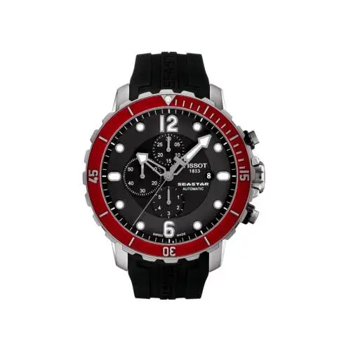 Clock Tissot Seastar 1000 chronograph in Steel and Rubber strap 48mm