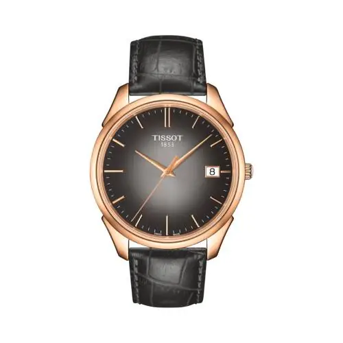 Clock Tissot in rose gold and 40mm black leather strap