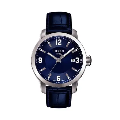Clock Tissot PRC 200 in Steel and Blue Leather 39mm