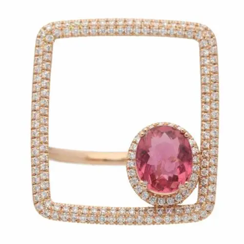 Palmar ring in rose gold with tourmaline