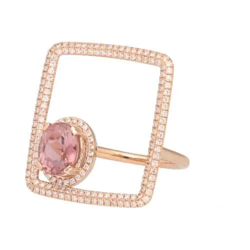 Bologna-Ring aus Roségold mit rosa Turmalin