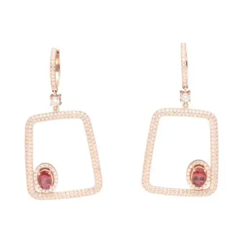 Rose gold Caleta earrings with diamonds and tourmalines