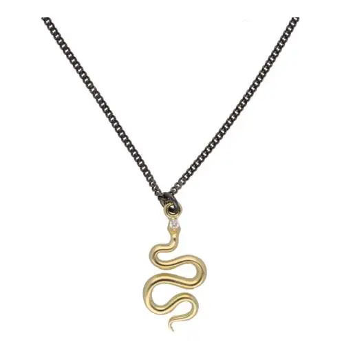 Silver chain with gold snake pendant