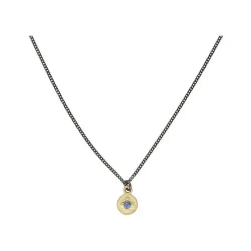 Silver chain with gold pendant and Sapphire Elegant silver chain with gold pendant and natural sapphire (0,042 ct)