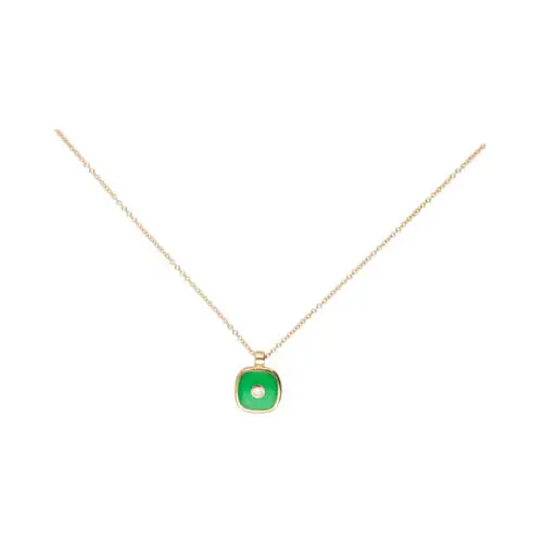 Pink gold and green enamel pendant