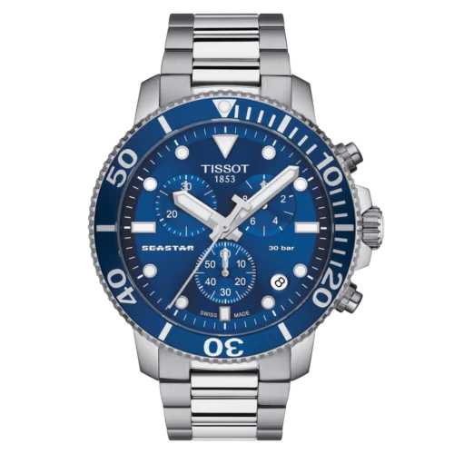 Uhr Tissot Seastar 1000 Chronograph, blaues Zifferblatt