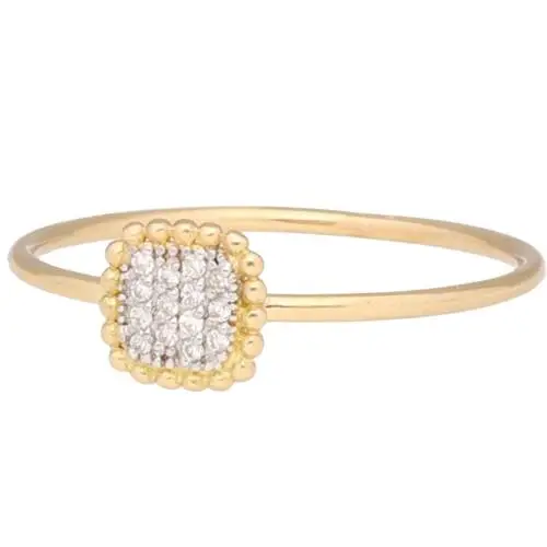 Square ring in yellow gold and diamonds