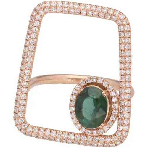 Ring Perseidas in rose gold with diamonds and green tourmaline