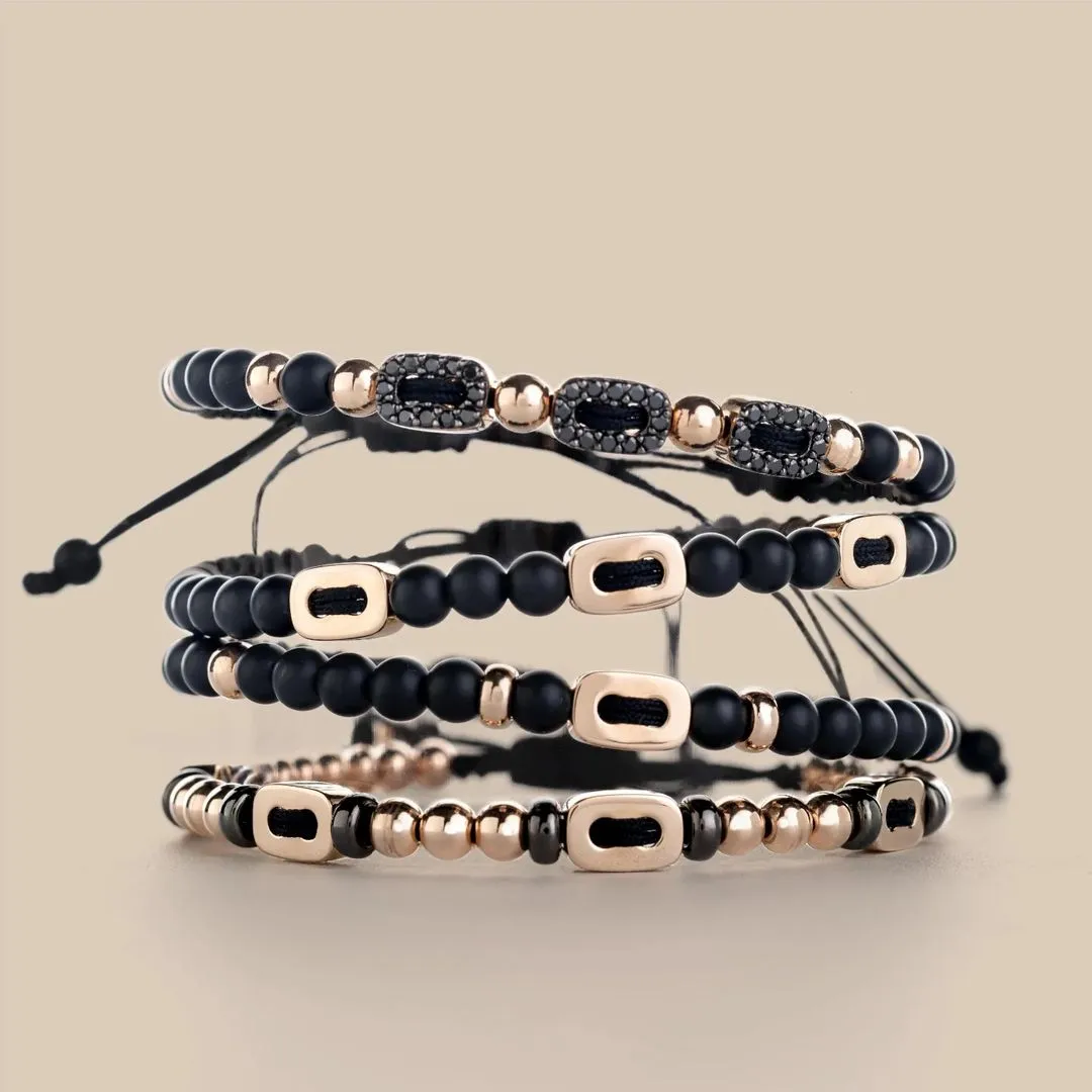 Black thread, gold and diamond bracelets as a gift for Father's Day