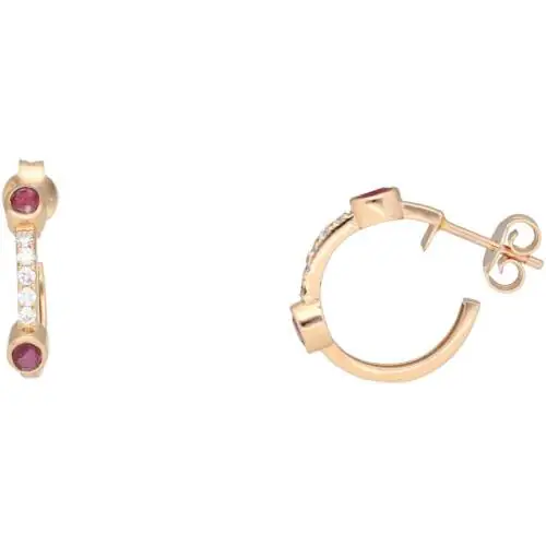 Hoop earrings in rose gold with rubies