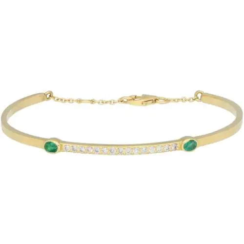 Diamond and emerald bracelet in yellow gold