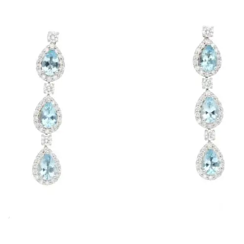 Bridal earrings in white gold with Aquamarines
